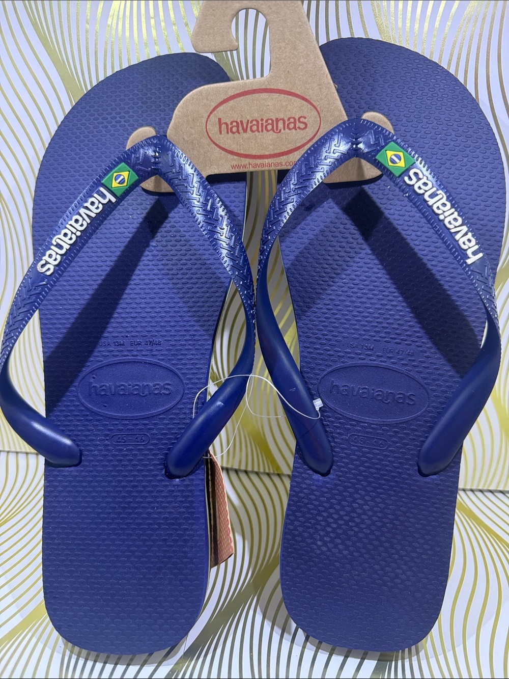 Havaianas Navy Blue Flip Flops with Brazil Flag Detail